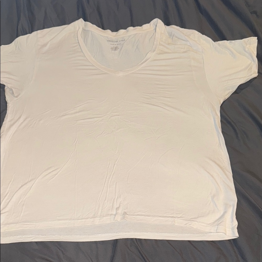 American Eagle Outfitters Cream Relaxed Short Sleeve Tee